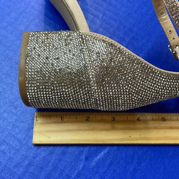 Lulus Harper Rhinestone Block Heel Ankle Strap Sandals Heels Women’s Sz 8.5 - Picture 9 of 9
